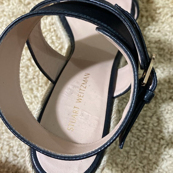 Stuart Weitzman brand NEW strappy straw wedges black sandals size 7 - Picture 5 of 11